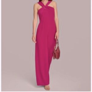 Donna Karan NY Women’s 6 Twist-Neck Wide Leg Jumpsuit Elegant Party Wedding New